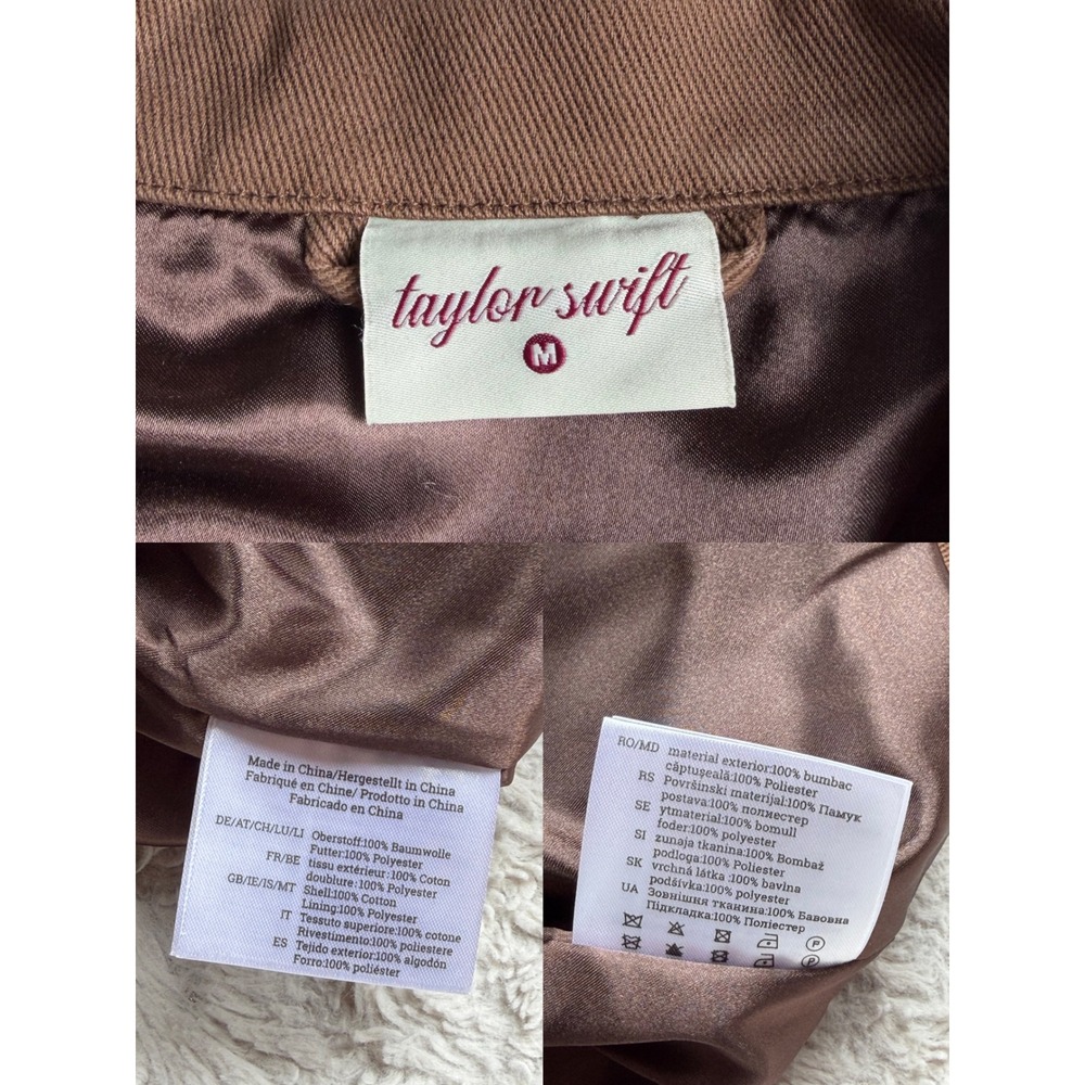 Taylor Swift Acoustic Piano Work Jacket Brown Embroidered Floral Chore Coat M - Picture 4 of 14